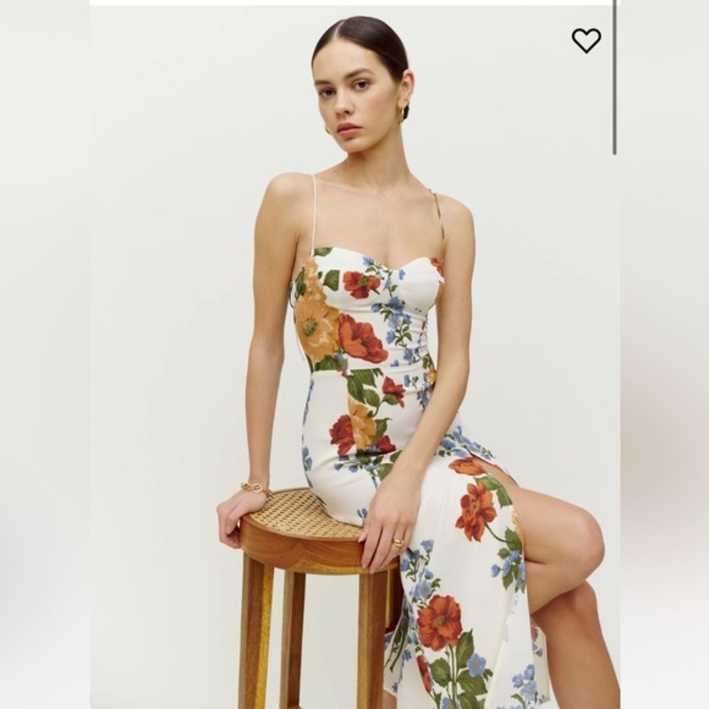 Reformation Juliette Dress in Formosa White Yellow Red Blue Floral Midi